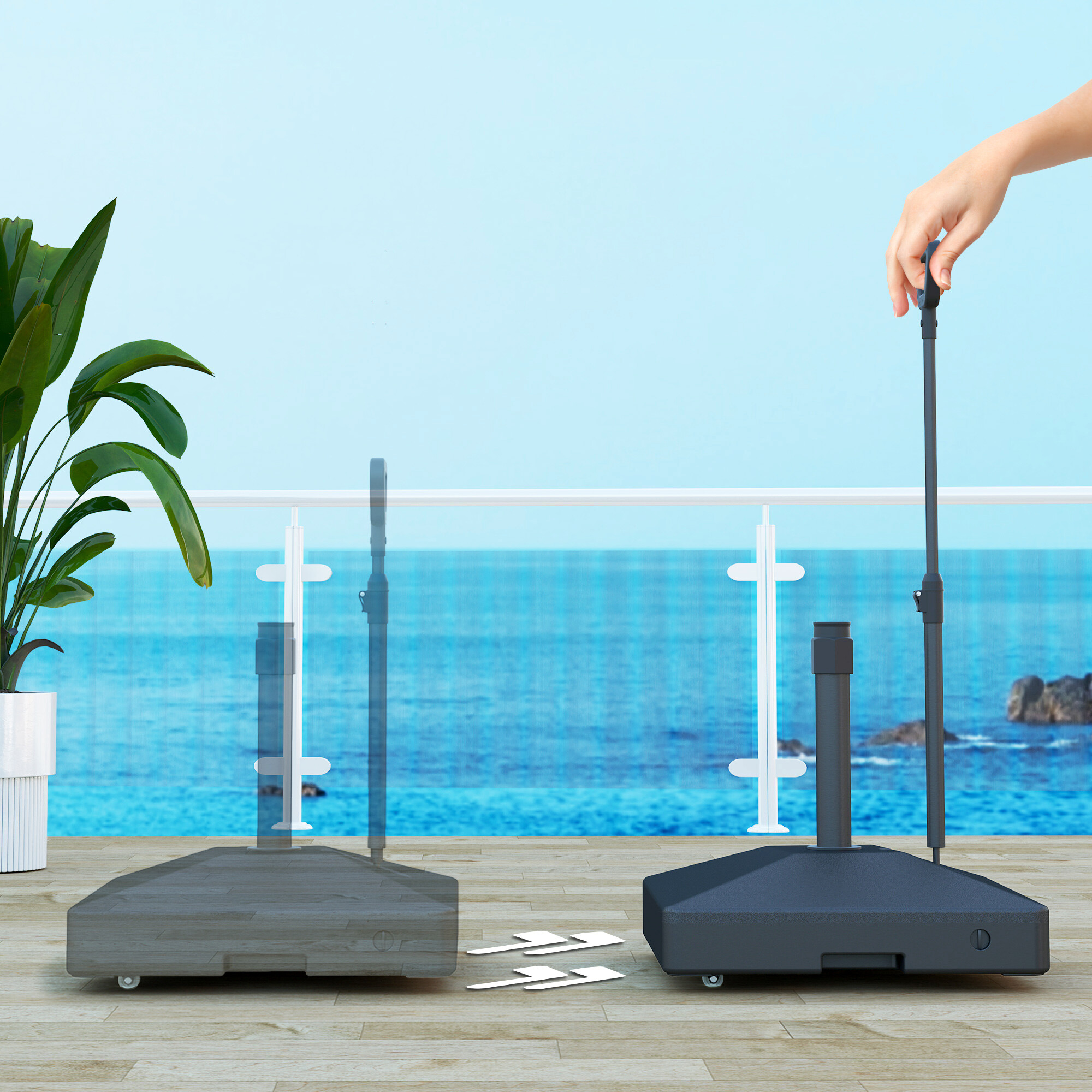 Outsunny Schirmständer schwarz Kunststoff B/H/L: ca. 60x100x60 cm