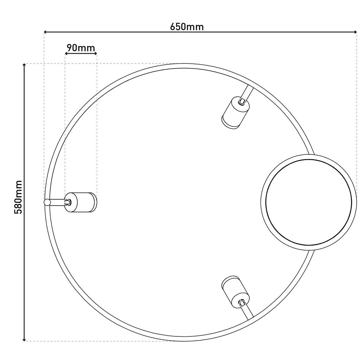 Näve Leuchten Deckenleuchte 1393750 stahlfarbig Metall Kunststoff B/H/T: ca. 58x9x65 cm null 4 Brennstellen