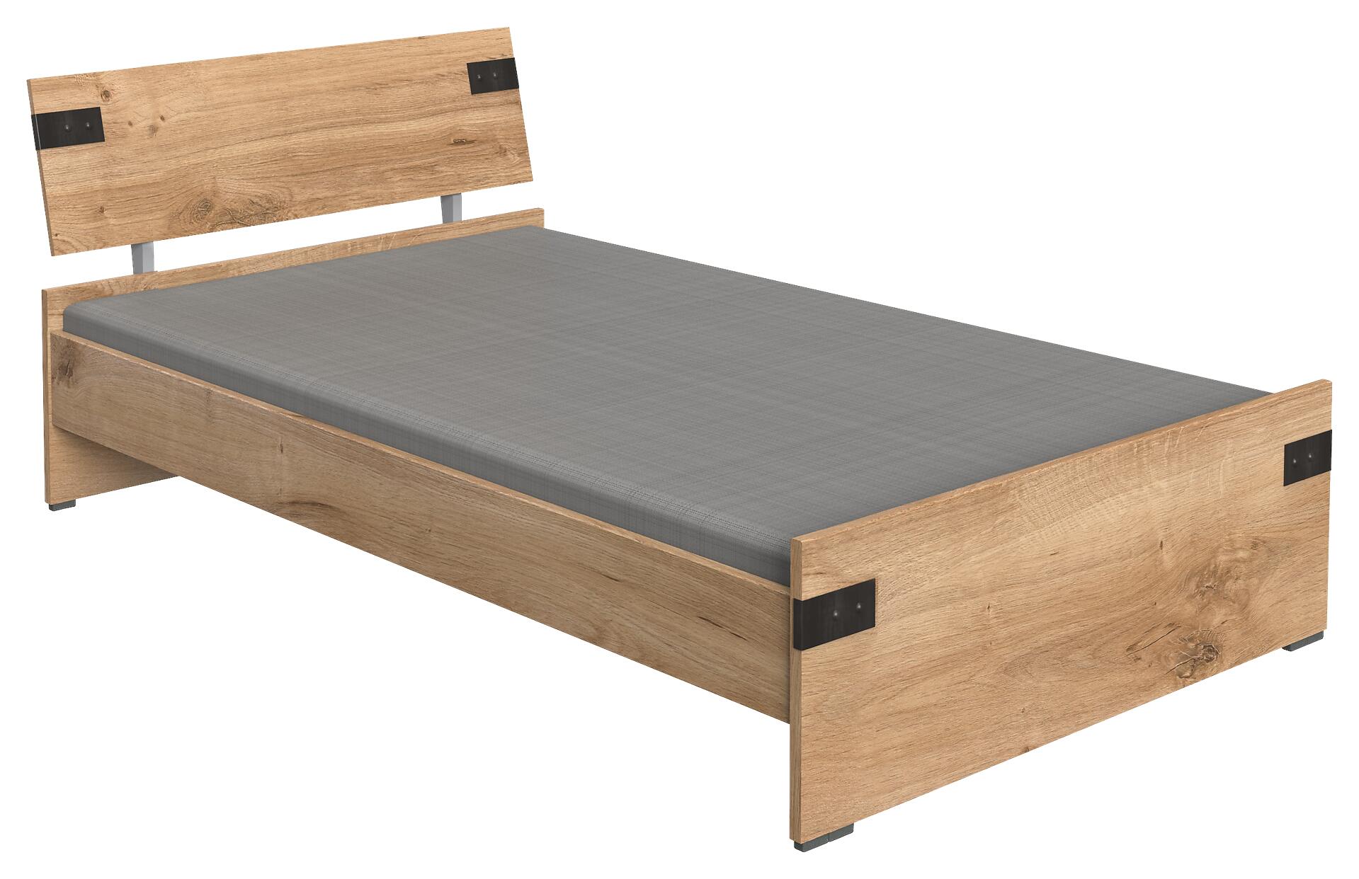 Bett Liverpool Eiche Plankeneiche Nachbildung Graphit B/T: ca. 120x200 cm