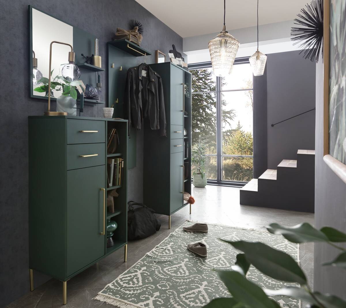 Wandspiegel Kent waldgrün B/H/T: ca. 67x60x12,2 cm