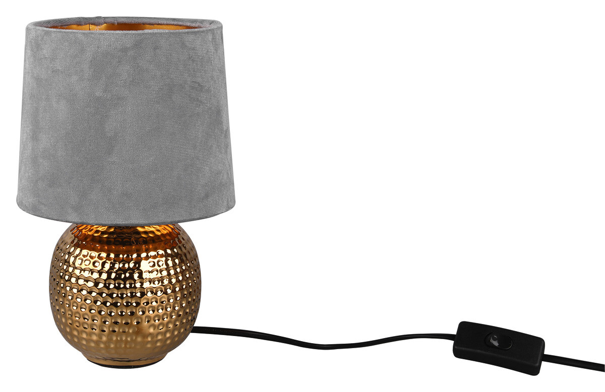 Reality Tischleuchte Sophia grau gold Keramik Samt H/D: ca. 26x16 cm E14 1 Brennstellen