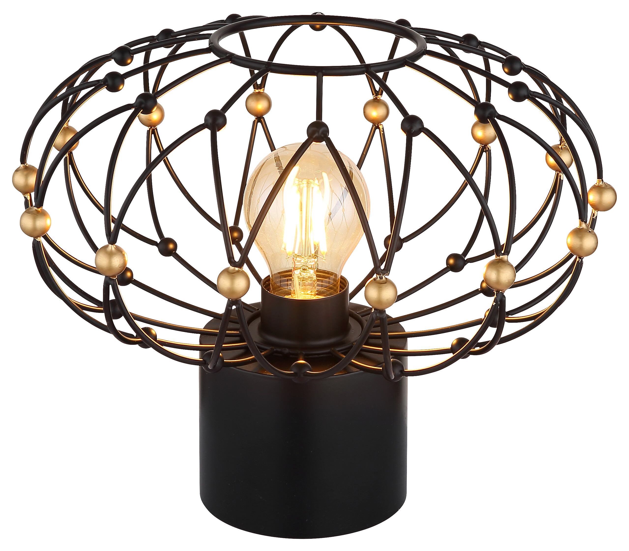 GLOBO Tischleuchte mattschwarz Metall H/D: ca. 25x28 cm E27 1 Brennstellen