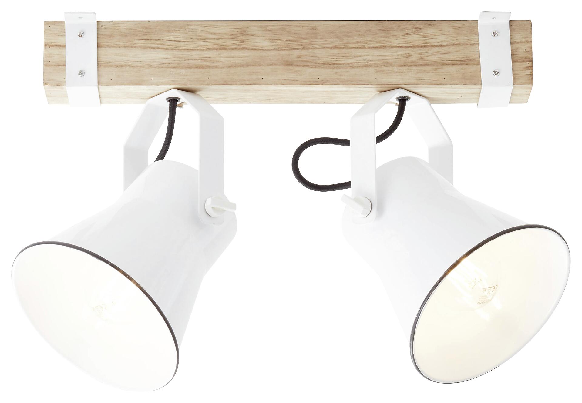 Brilliant Spotbalken Plow weiß natur Metall Holz B/H/T: ca. 40x24x17 cm E27 2 Brennstellen