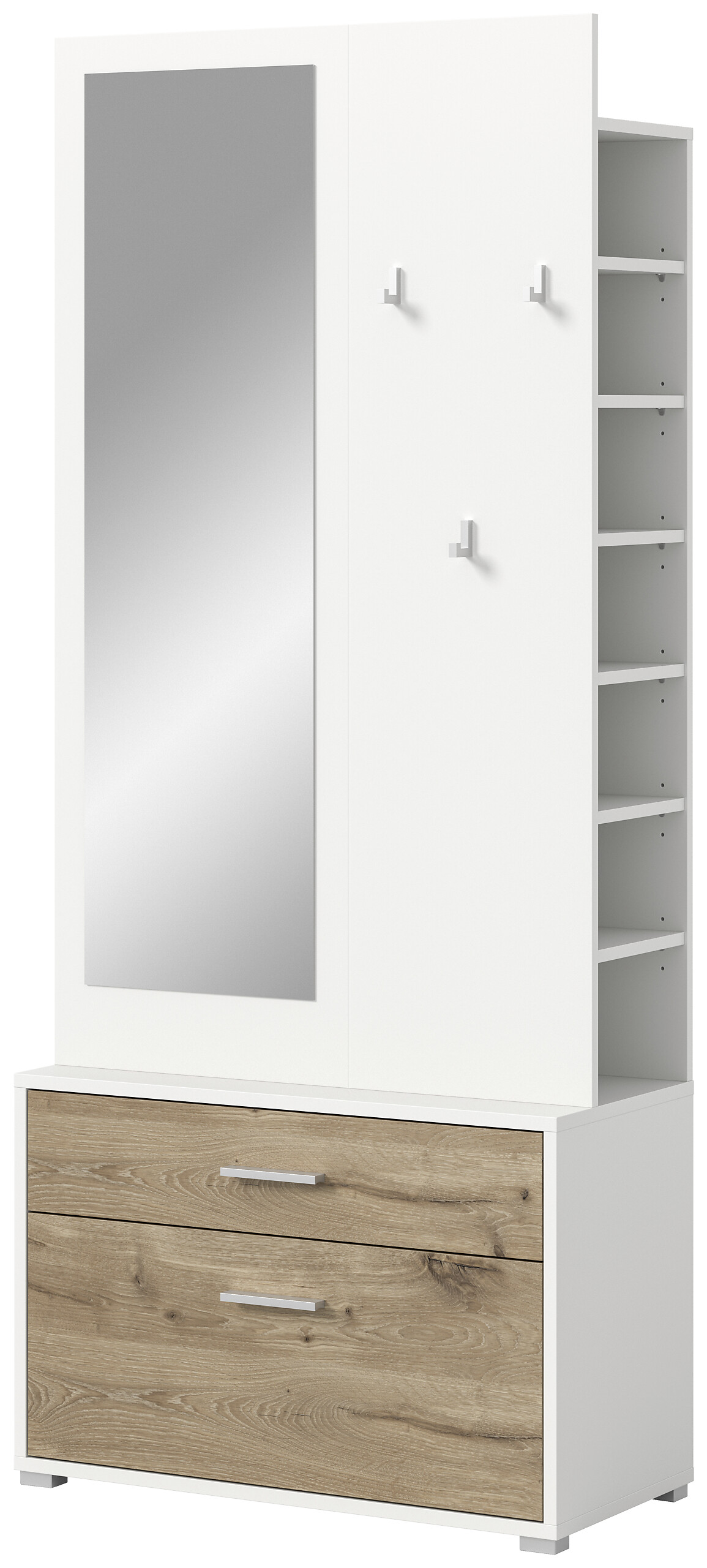 Garderobe POLO weiß Nox Oak Nachbildung B/H/T: ca. 80x190x38 cm Garderobe POLO weiß Nox Oak Nachbildung B/H/T: ca. 80x190x38 cm