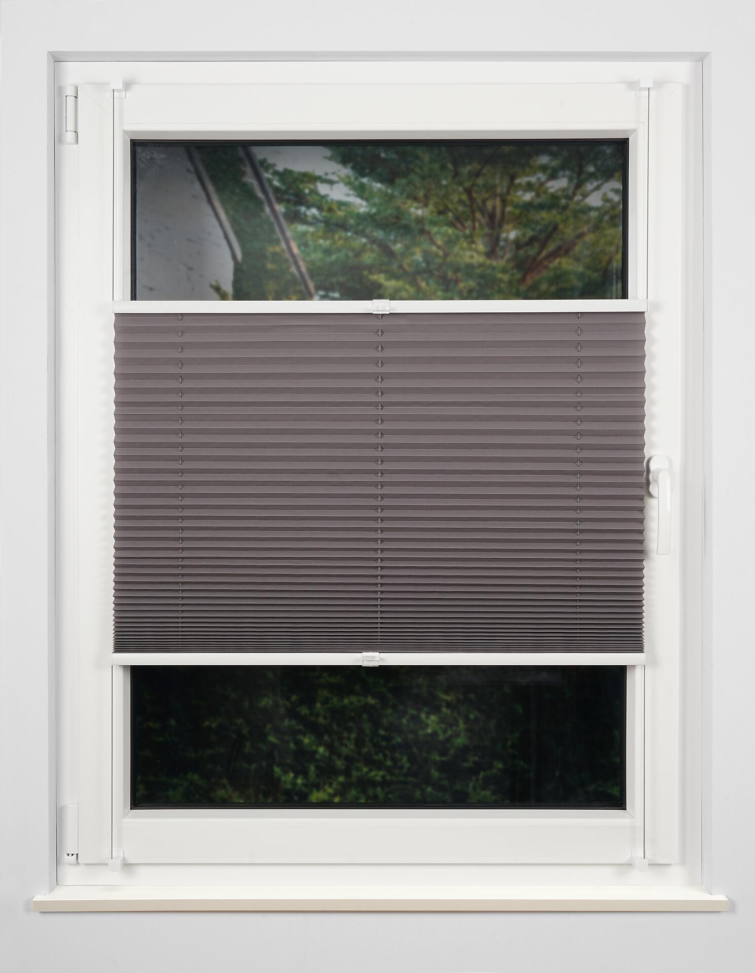 Hochwertiges Klemmplissee hellgrau B/L: ca. 110x130 cm