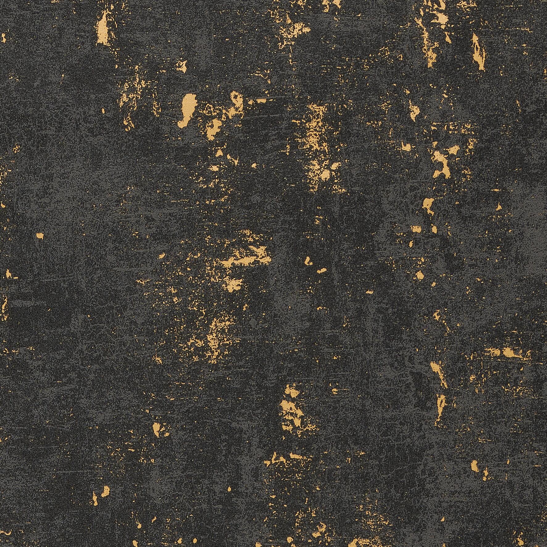 Vliestapete Betonoptik schwarz gold B/L: ca. 53x1005 cm