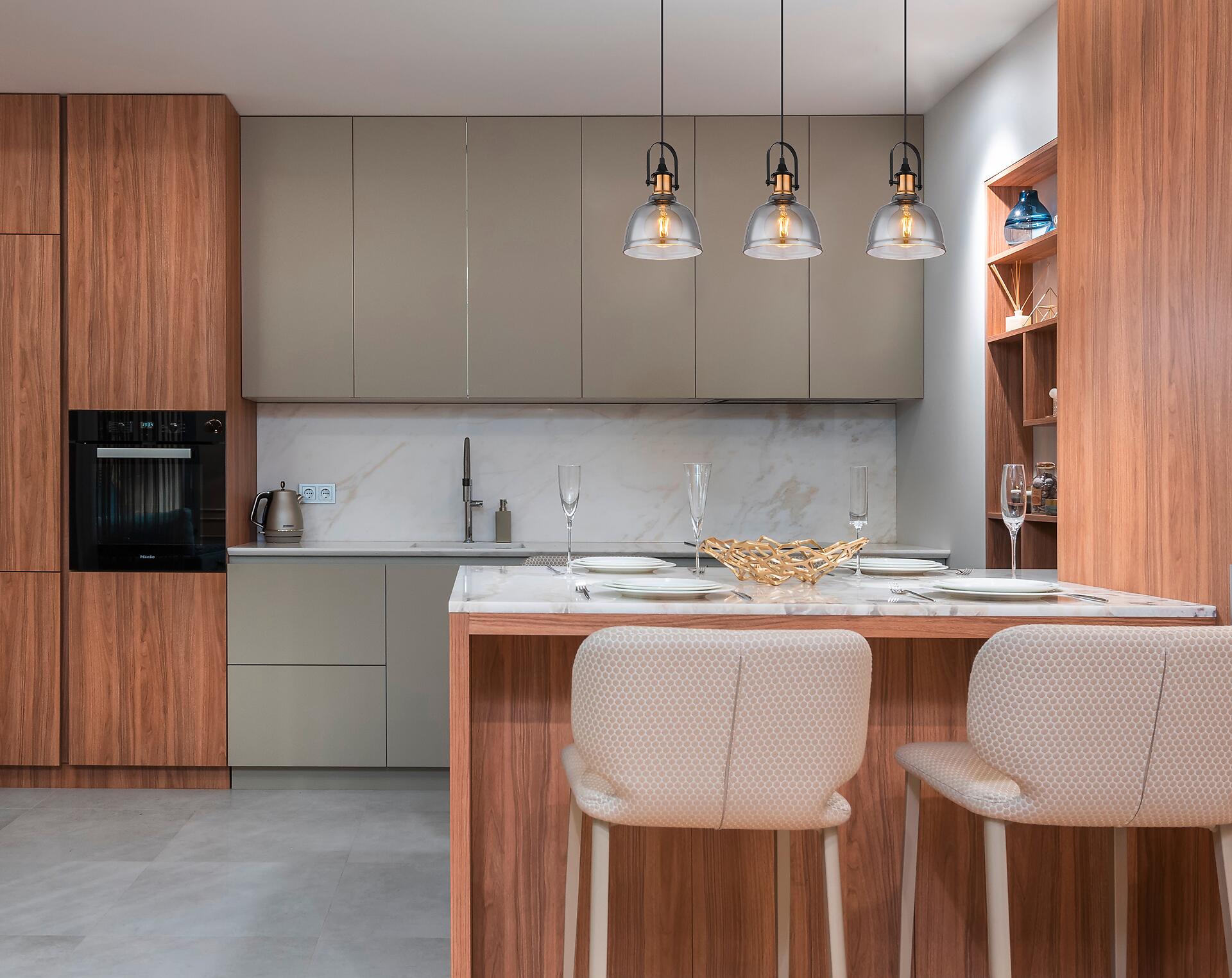 GLOBO Pendelleuchte DOROTHEA 15558-3H mattschwarz Metall Rauchglas B/H/T: ca. 83,5x120x20 cm