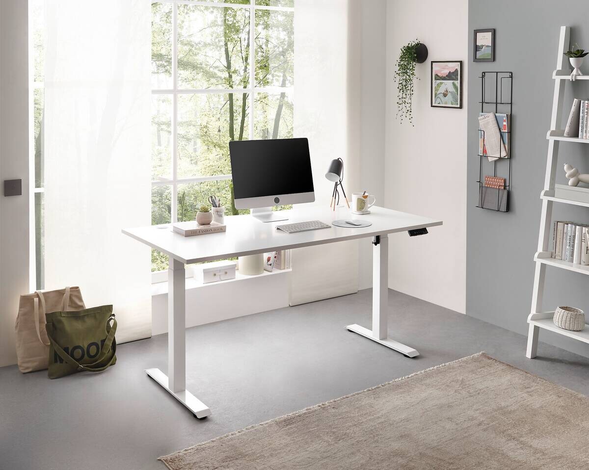 höhenverstellbarer Schreibtisch Ben weiß B/H/T: ca. 137x120x68 cm