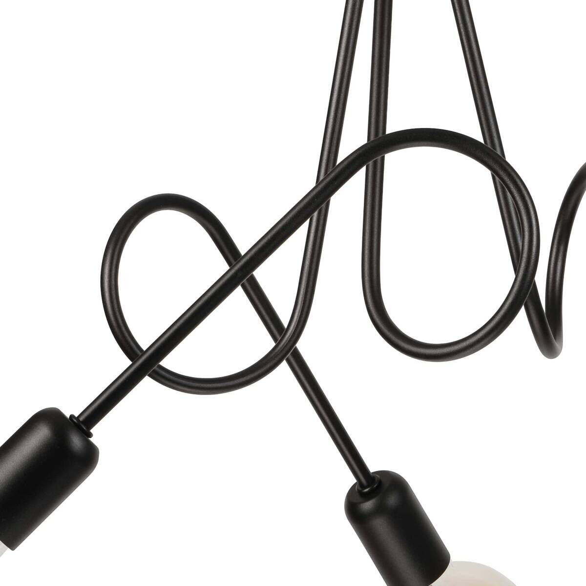 Lamkur Kronleuchter schwarz Stahl B/H/L: ca. 39x54x54 cm E27 3 Brennstellen