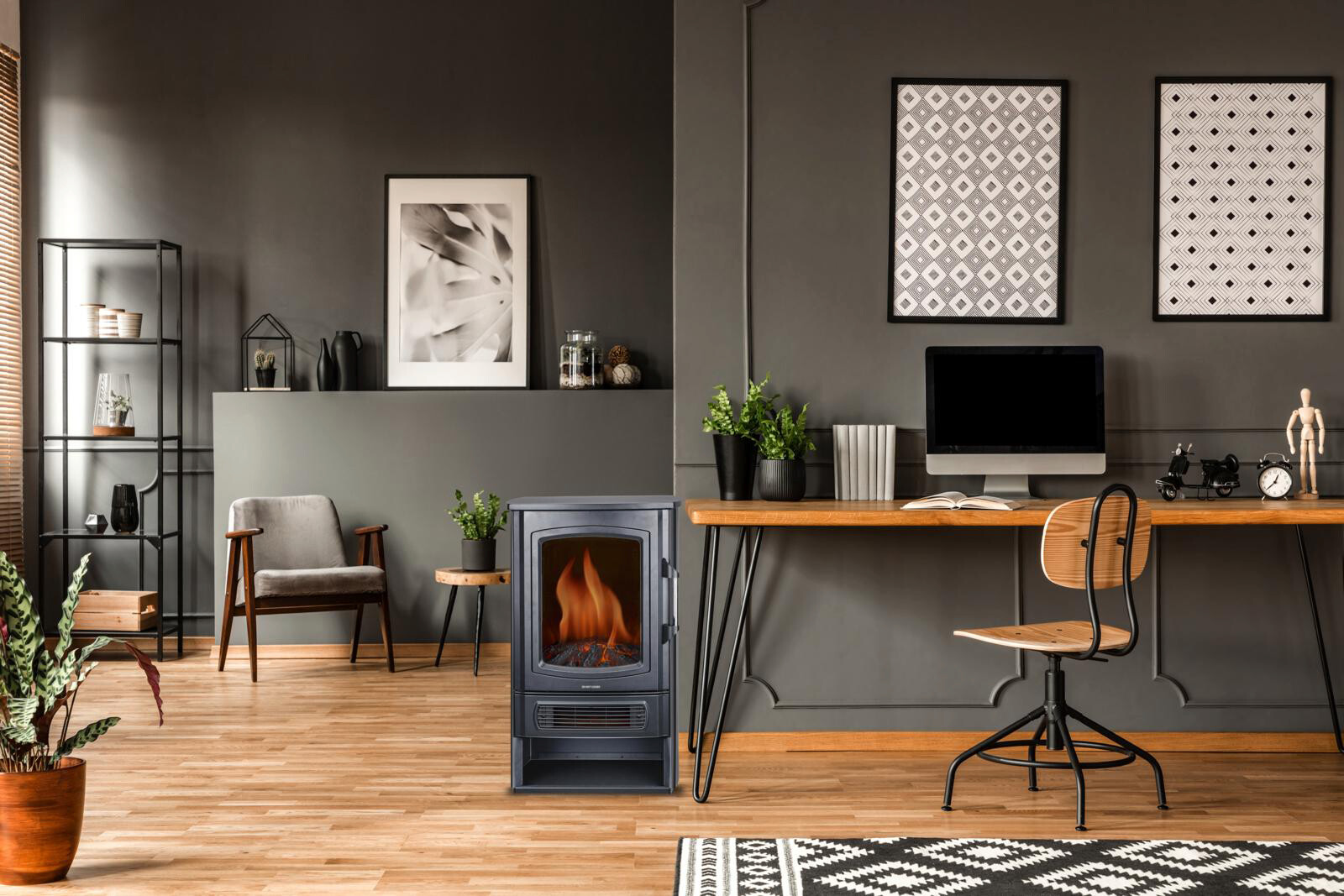 alpina Elektrokamin schwarz Metall ca. 2000 W