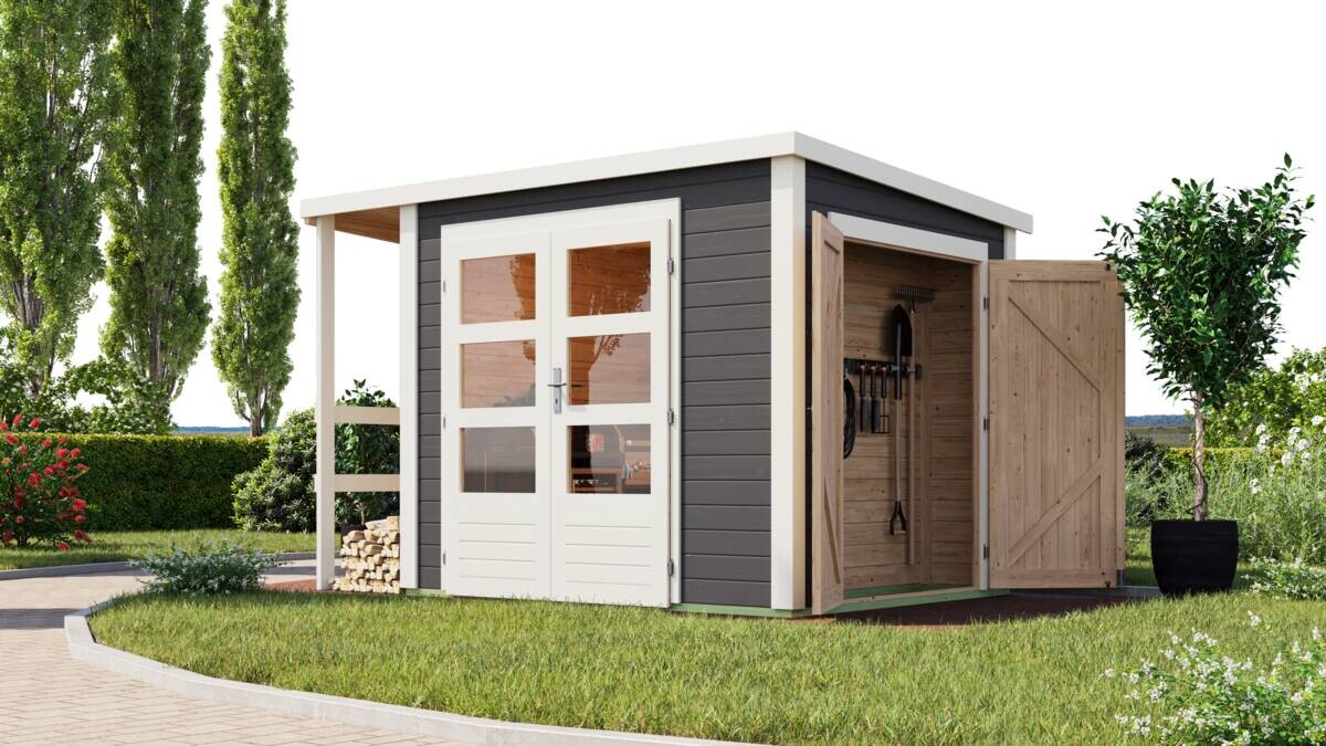 Karibu Gartenhaus Fabi grau B/H/L: ca. 204x230x244 cm