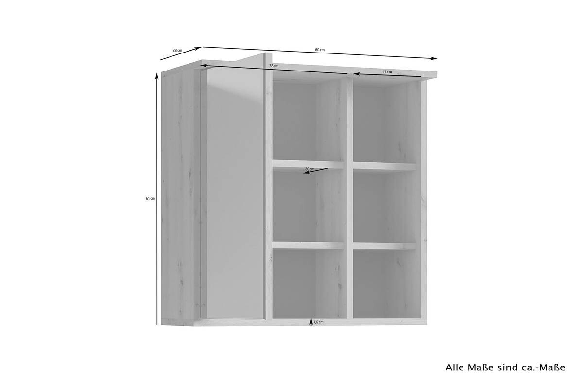 Spiegelschrank WELLNESS Eiche Artisan Nachbildung B/H/T: ca. 60x61x28 cm