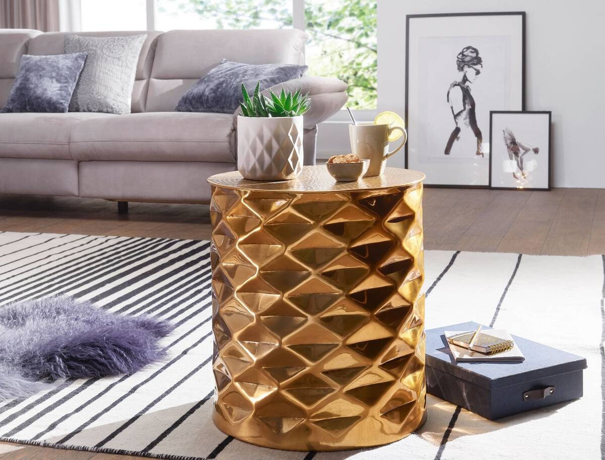 Beistelltisch gold Aluminium B/H/T: ca. 43,5x48x43,5 cm