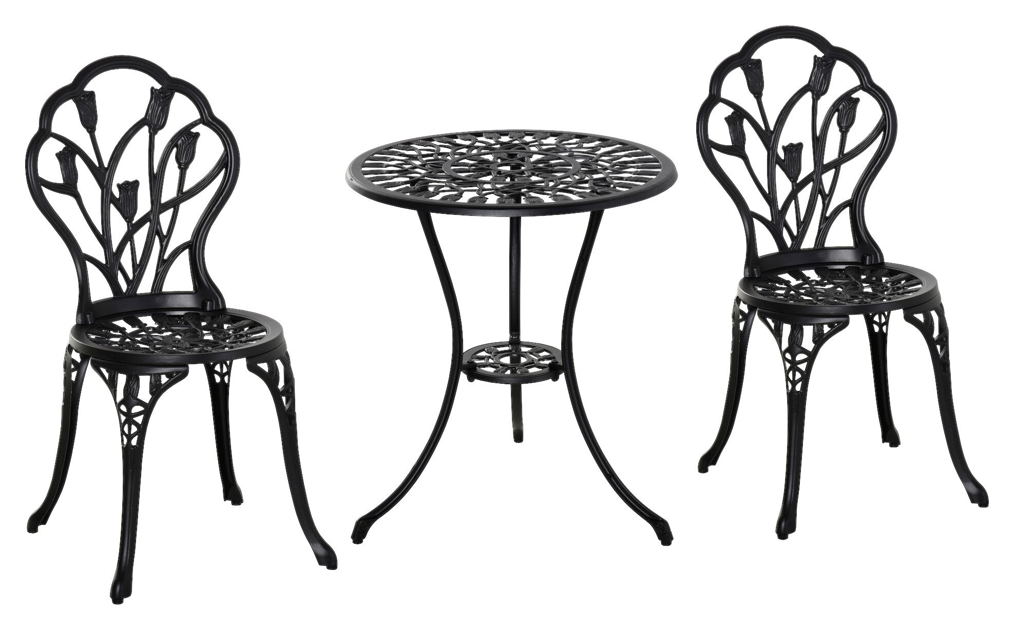 Outsunny Bistro-Set schwarz Aluminium B/H/L: ca. 60x67x60 cm