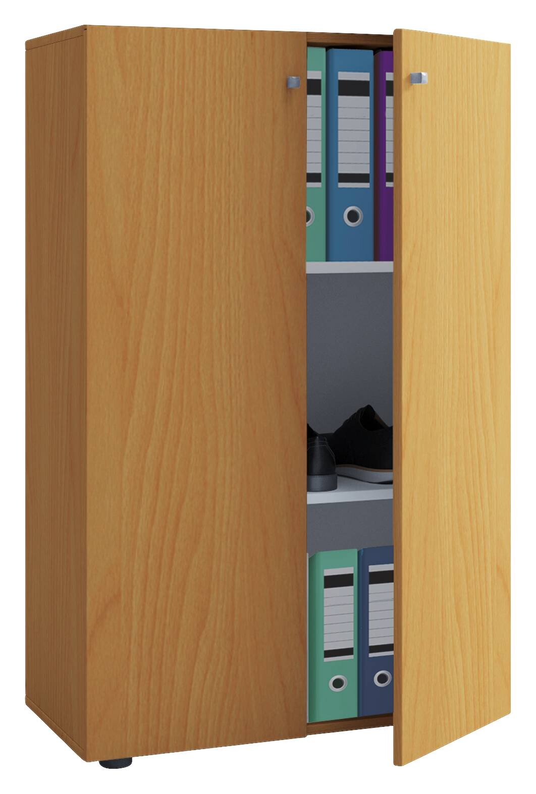 Büroschrank Lona XL buche Nachbildung weiß B/H/T: ca. 70x110x39 cm
