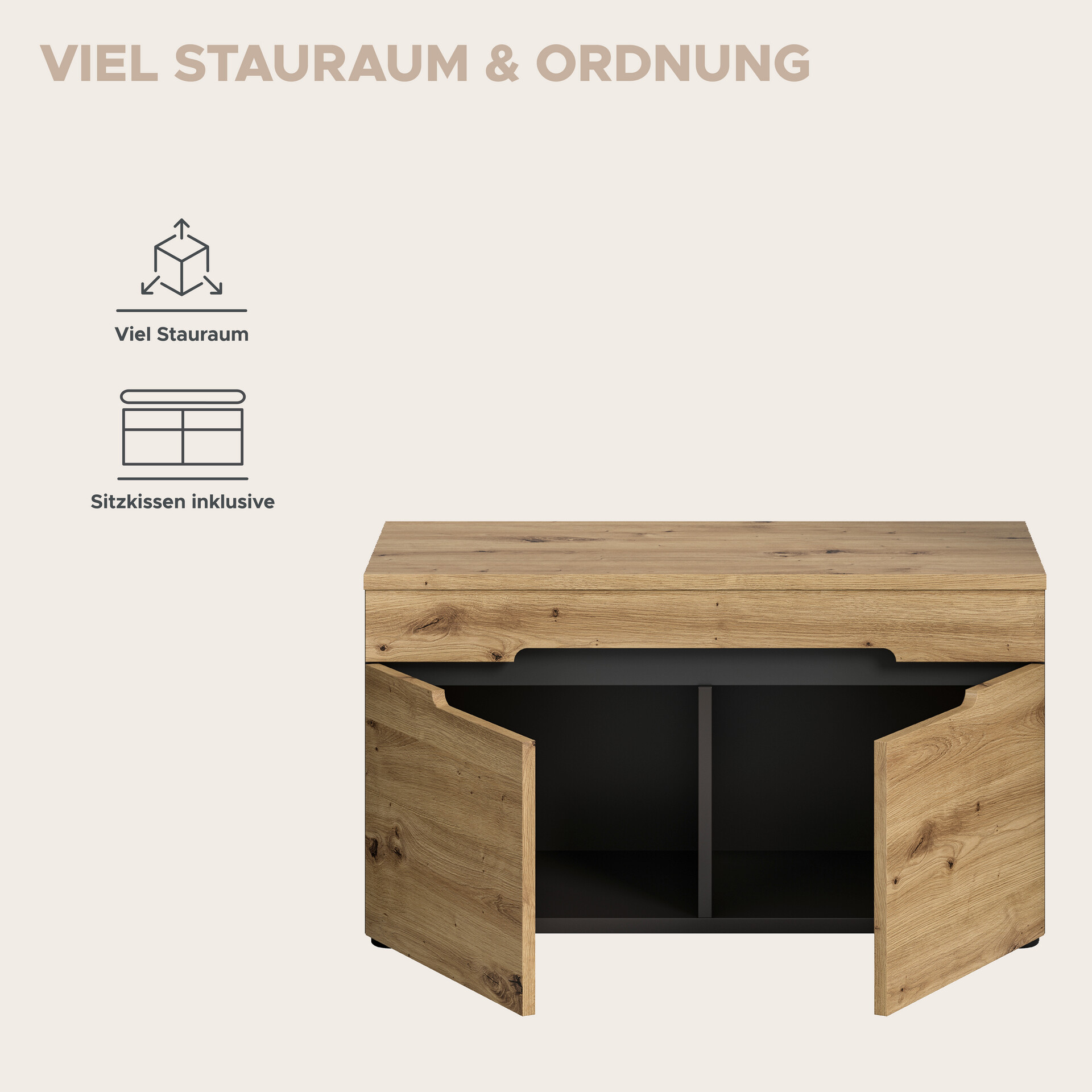 Sitzbank Canu basaltgrau Nachbildung Artisan Nachbildung B/H/T: ca. 80x45x37 cm