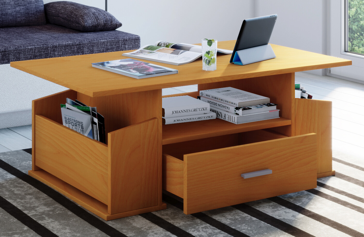 VCM Möbel Couchtisch Junata buche Holzwerkstoff B/H/T: ca. 110x44x52 cm