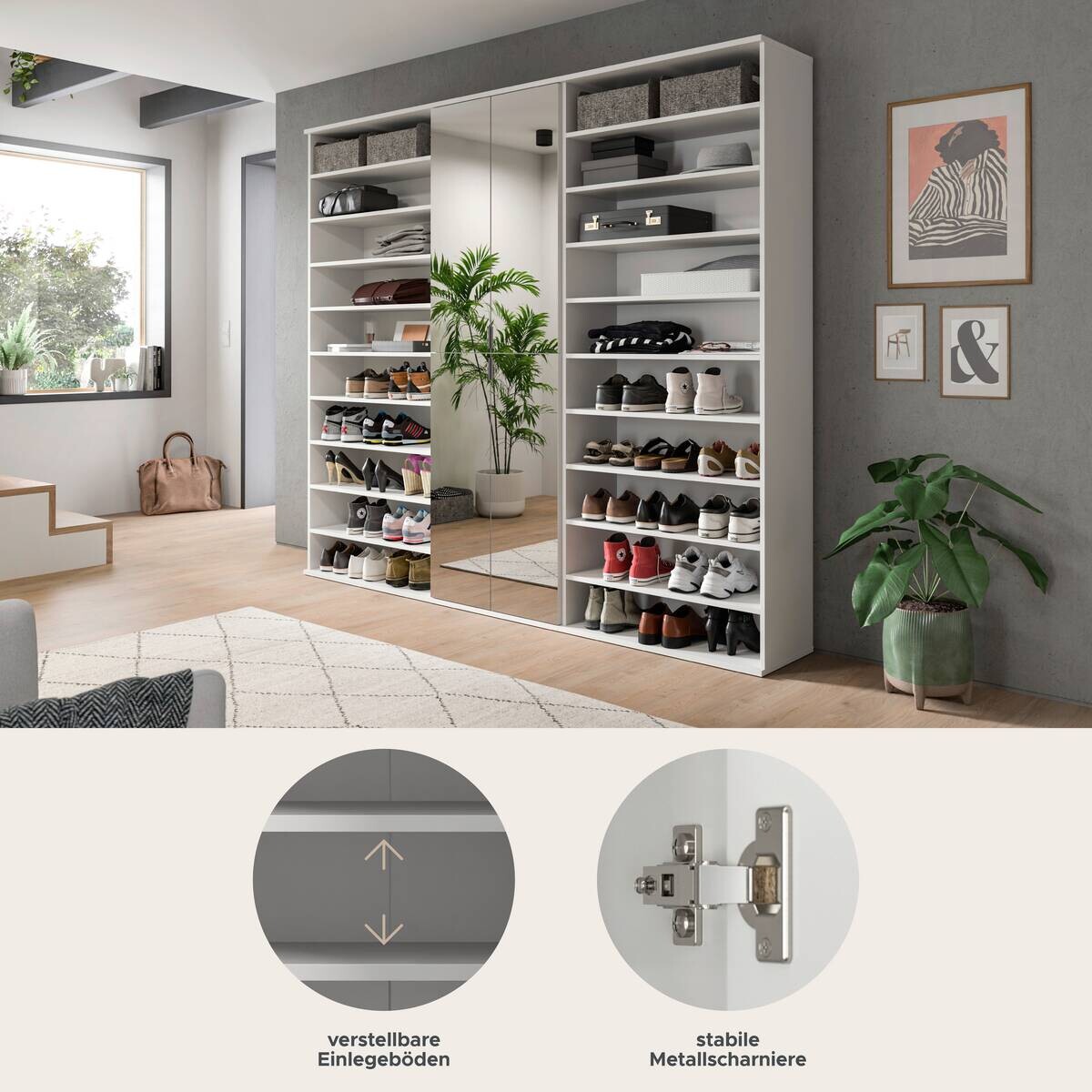 Garderobe PROJEKT X weiß weiß Hochglanz B/H/T: ca. 222x191x37 cm