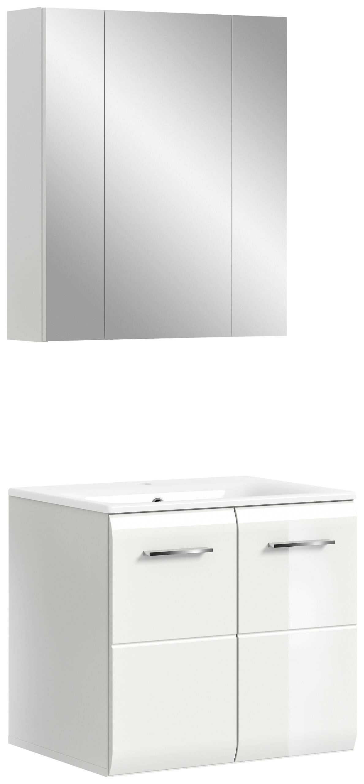 Badezimmer-Set Ice weiß weiß Hochglanz B/H/T: ca. 60x185x46 cm