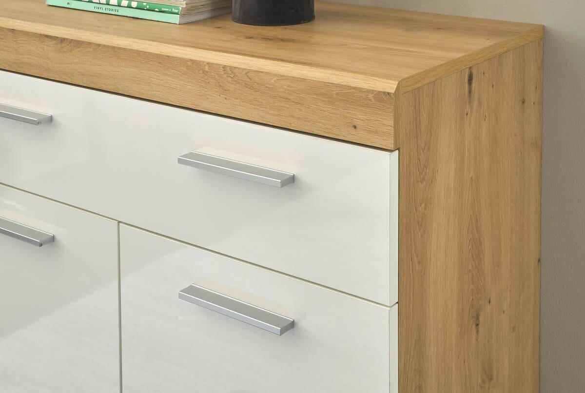 Garderobenschrank Nola Eiche Artisan Nachbildung weiß Hochglanz B/H/T: ca. 55x195x38 cm