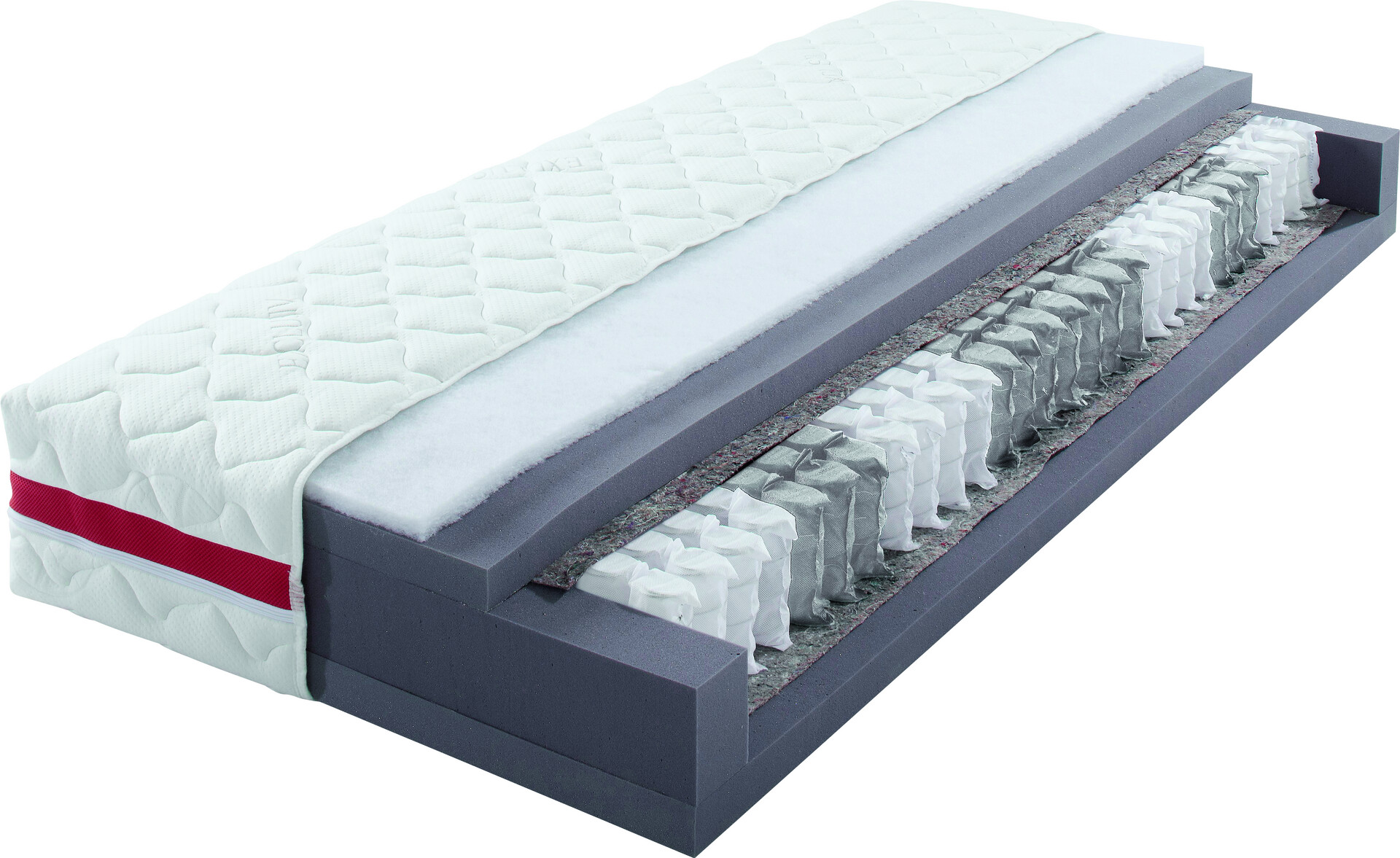 Tonnentaschenfederkernmatratze Titan weiß Liegefläche B/L: ca. 90x200 cm