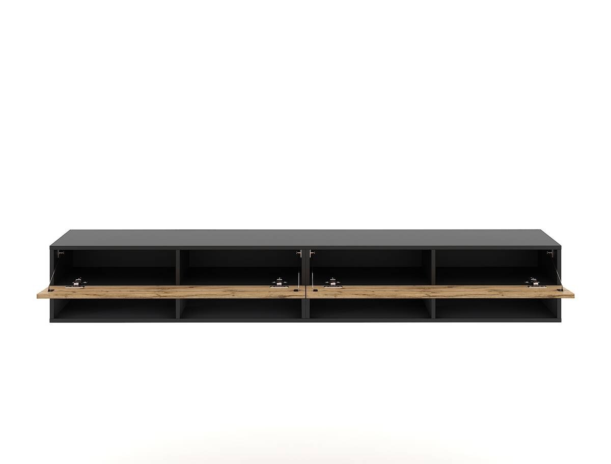 TV-Lowboard TV LOWBOARD DERBY 280 schwarz Eiche Wotan Nachbildung B/H/T: ca. 280x32,5x31,5 cm