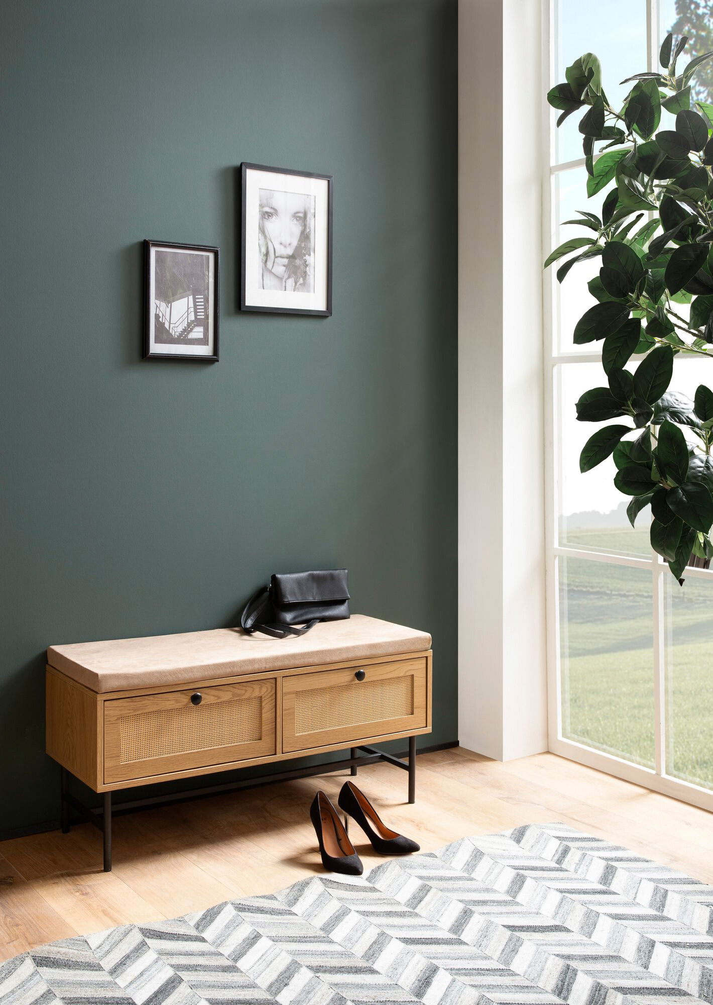 Schuhbank natur Eiche Optik B/H/T: ca. 100x48x38 cm