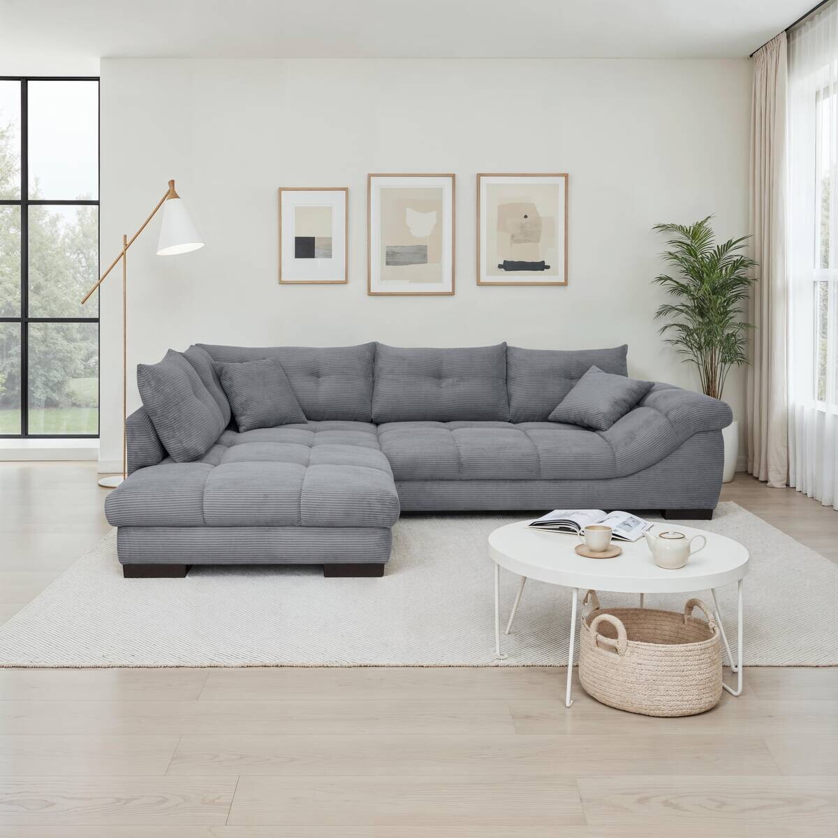 Ecksofa stone Microfaser B/H/T: ca. 318x92x227 cm