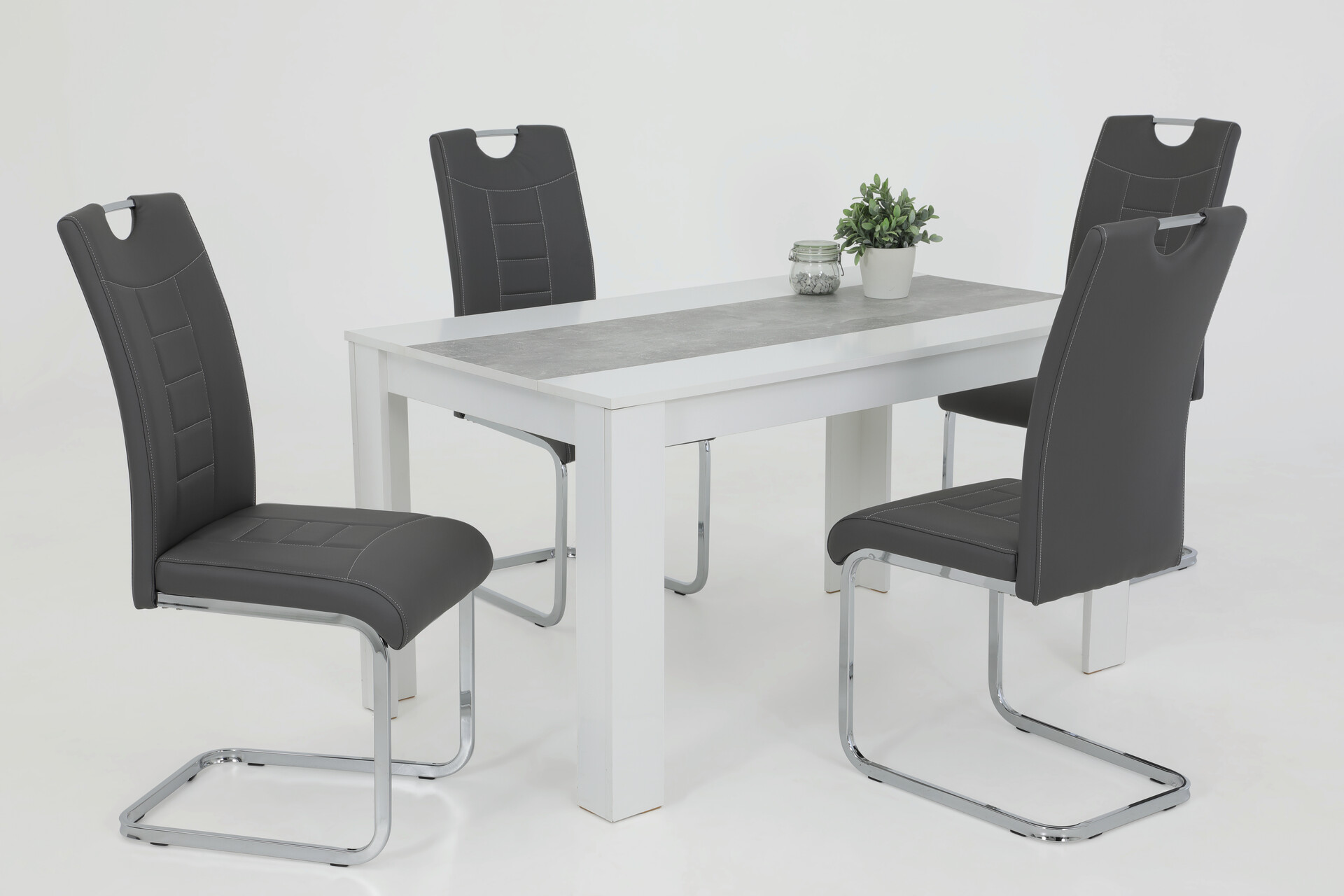 Schwingstuhl Ruby 2er Set grau Kunstleder B/H/T: ca. 44x103x60 cm