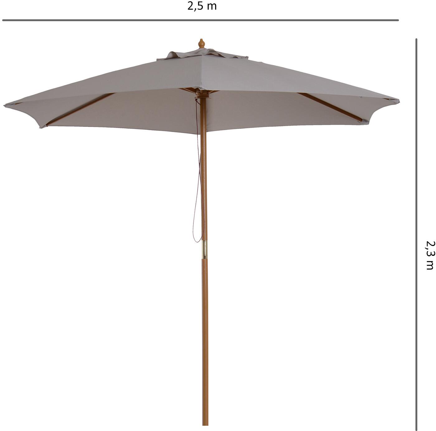 Outsunny Sonnenschirm grau Bambus H/D: ca. 230x250 cm