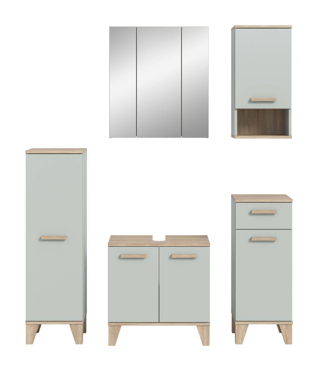 Badezimmer-Set STAR hellgrün Eiche hell Nachbildung B/H/T: ca. 158x190x34 cm