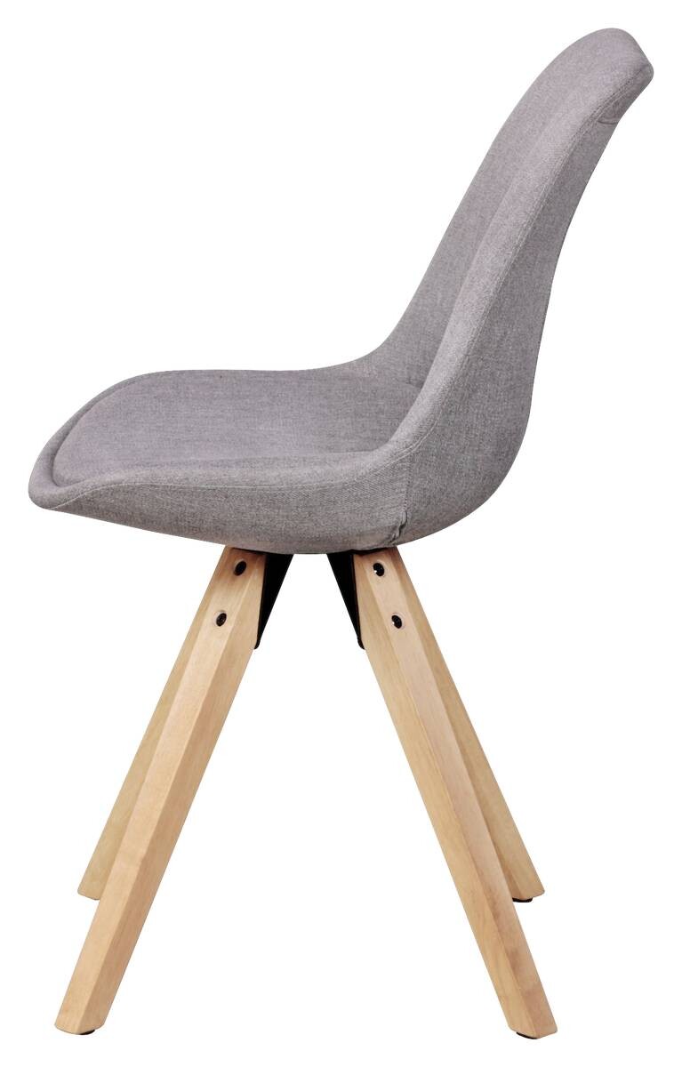 Stuhl 2er-Set hellgrau natur Stoff Echtholz B/H/T: ca. 49x87x52 cm