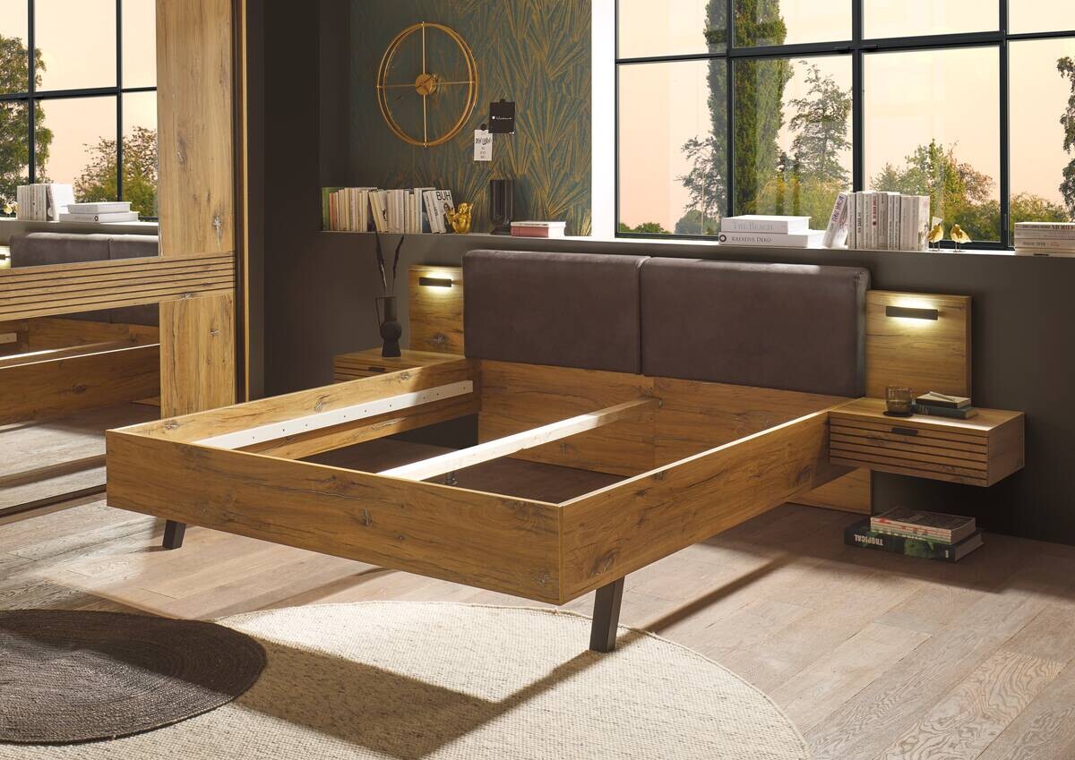 Bett Trattino Oak Flagstaff Optik B/H/T: ca. 295x93x212 cm
