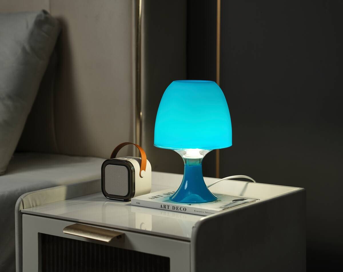 POCOline Tischleuchte Sveta blau Kunststoff H: ca. 24 cm E14 1 Brennstellen