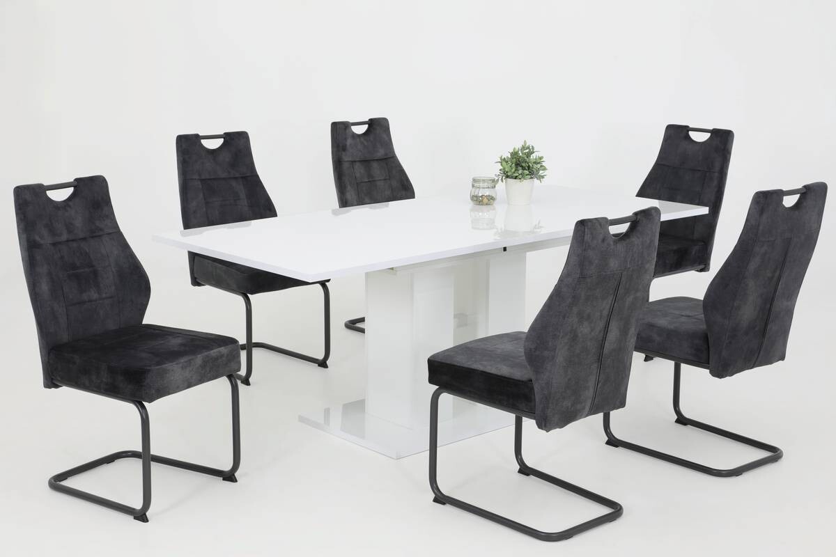 Schwingstuhl Linda 2er Set anthrazit Vintage Microfaser B/H/T: ca. 47x99x61 cm