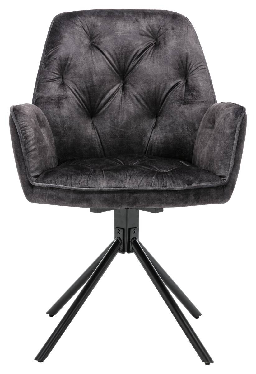 byLIVING Sessel SARINA 2er-Set anthrazit Vintage Samt Metall B/H/T: ca. 59,5x89x62 cm