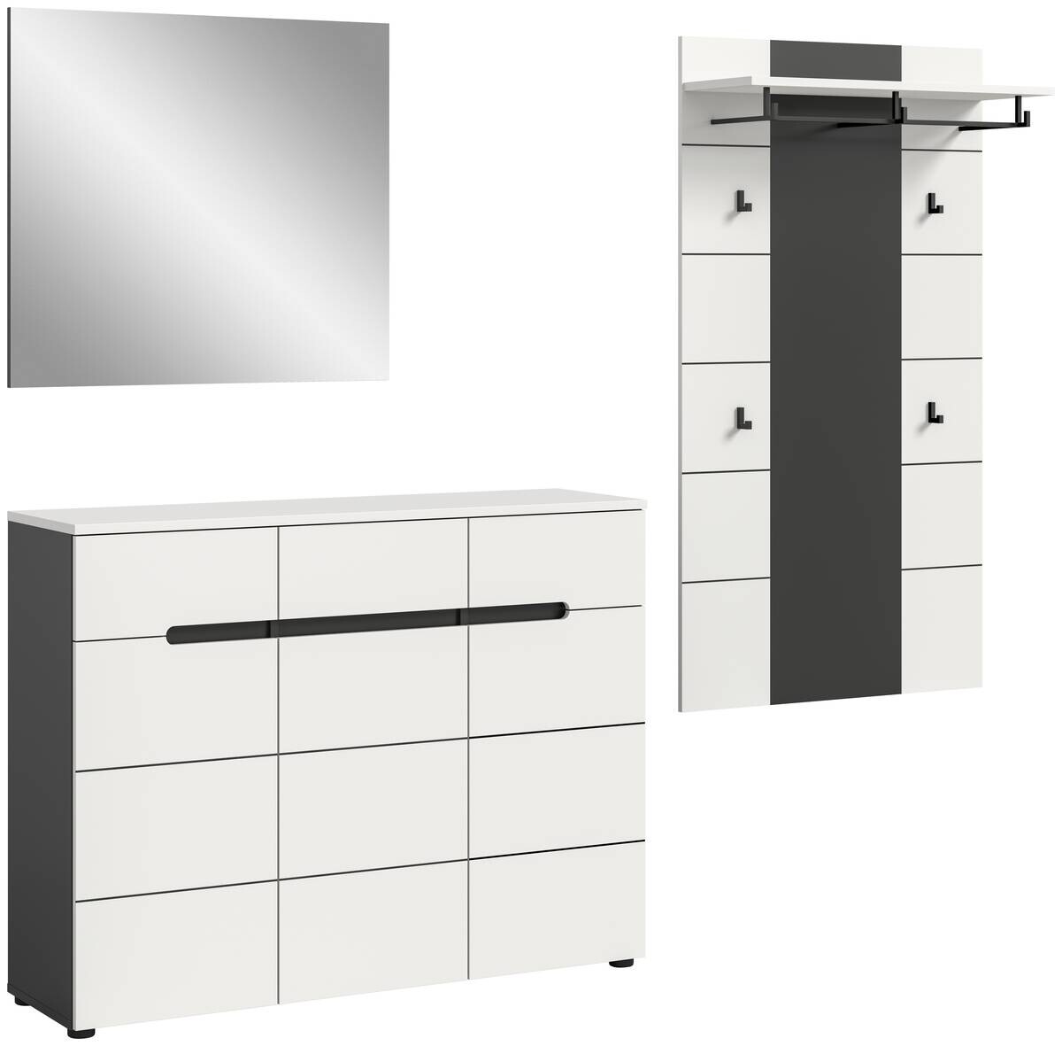 Garderobe Canu basaltgrau Nachbildung weiß B/H/T: ca. 215x190x37 cm