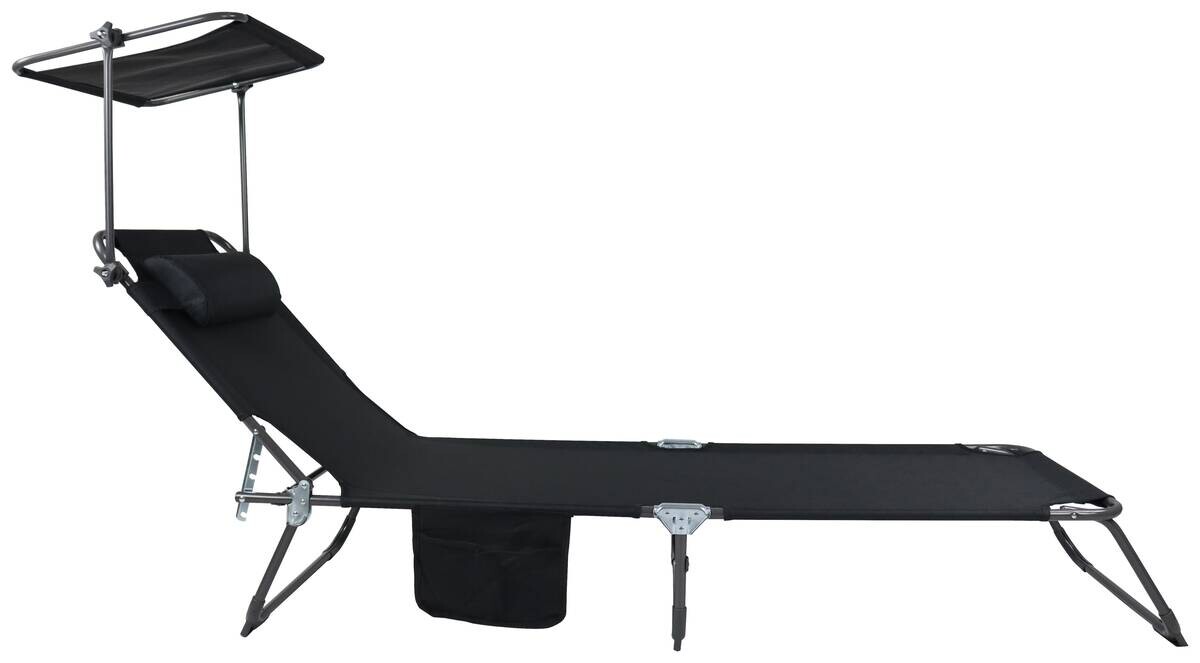 VCM Sonnenliege Bindox schwarz Textilene B/H/L: ca. 55x24x185 cm