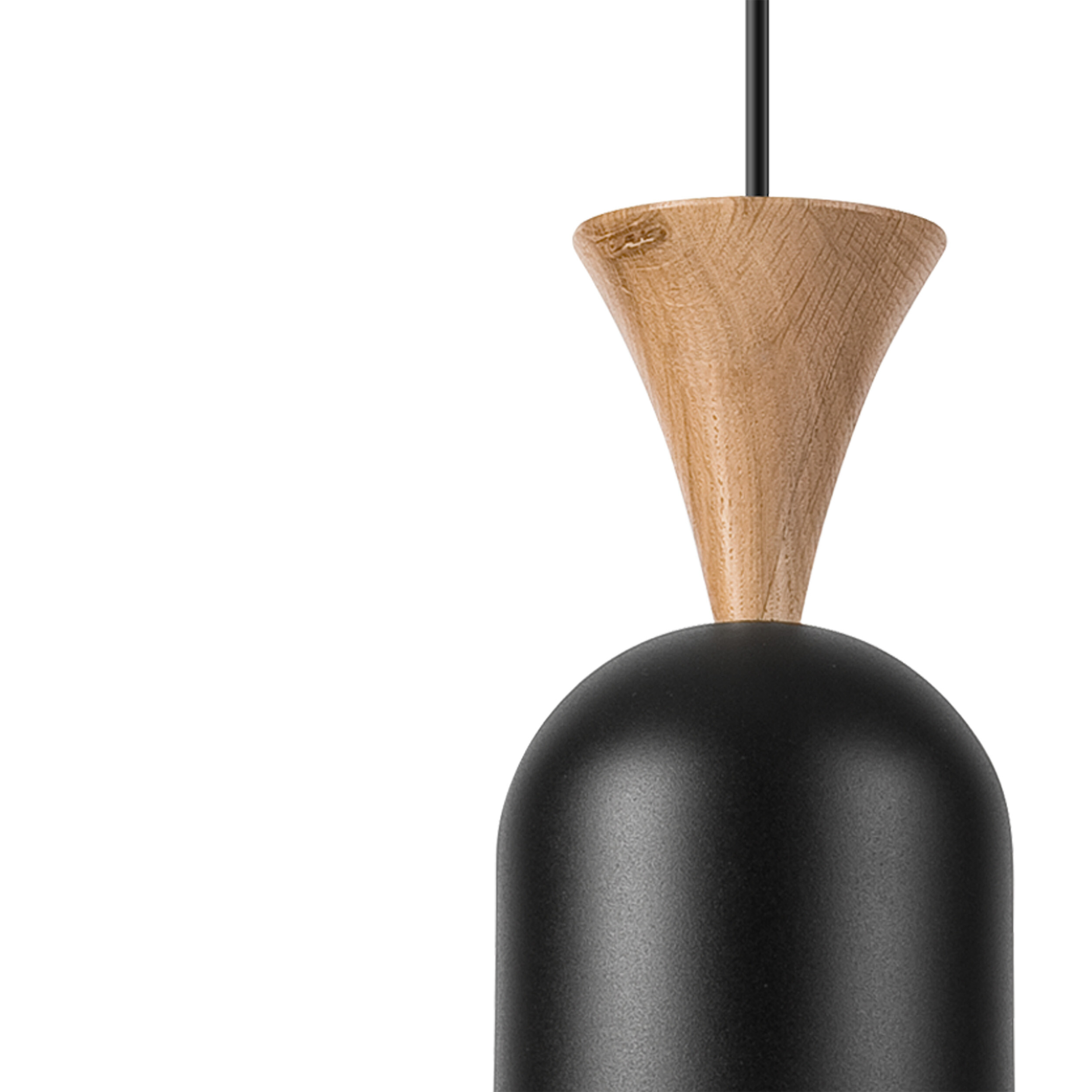 Lamkur Hängeleuchte schwarz Eiche Stahl Holz B/H/L: ca. 11x102x11 cm E27 1 Brennstellen