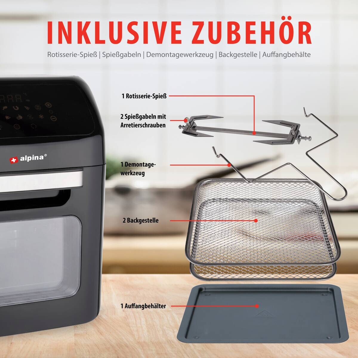 alpina Heißluftfritteuse 871125219568 schwarz Kunststoff ca. 2 l