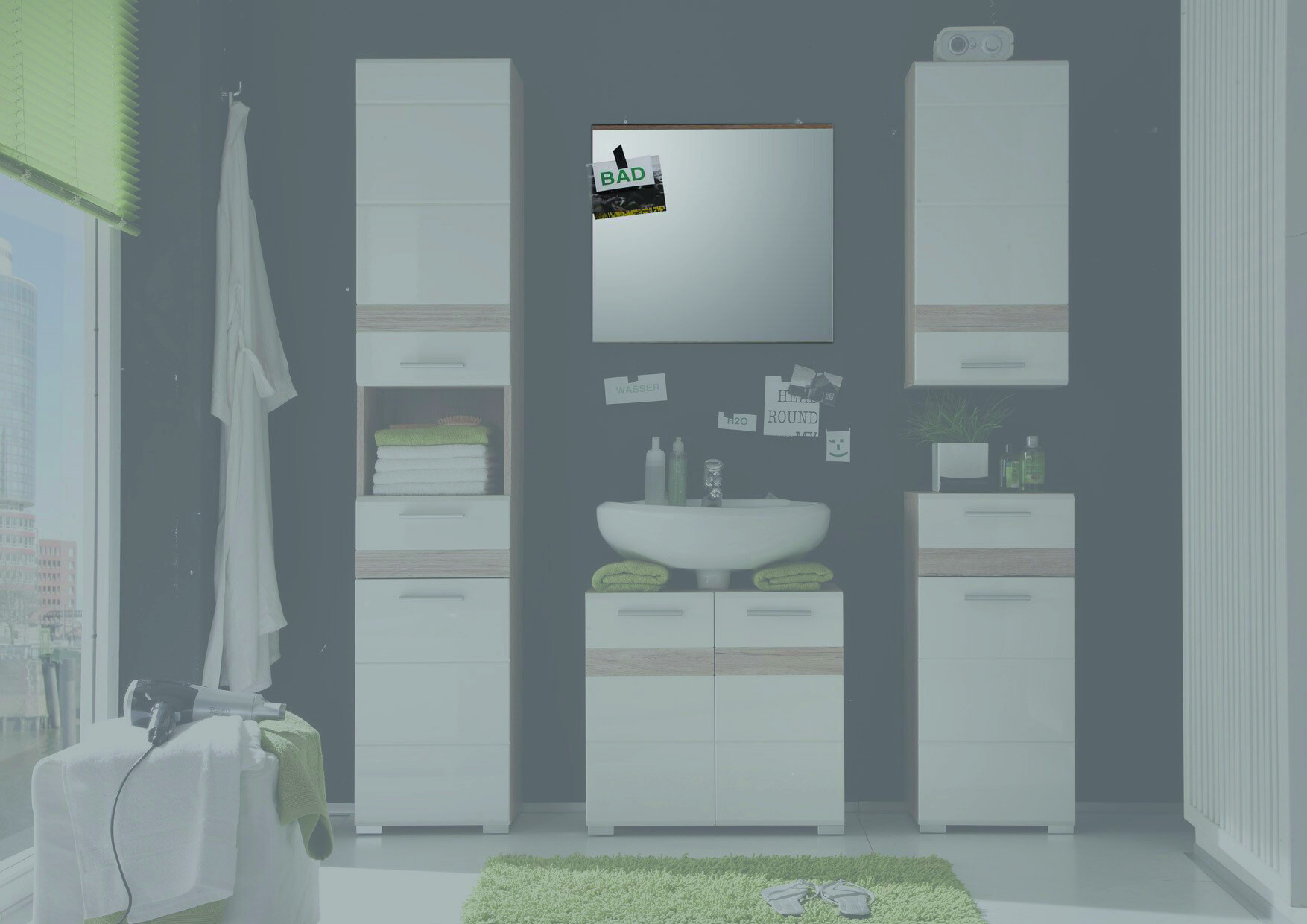 Wandspiegel Set One Eiche San-Remo Nachbildung B/H/T: ca. 60x55x2 cm