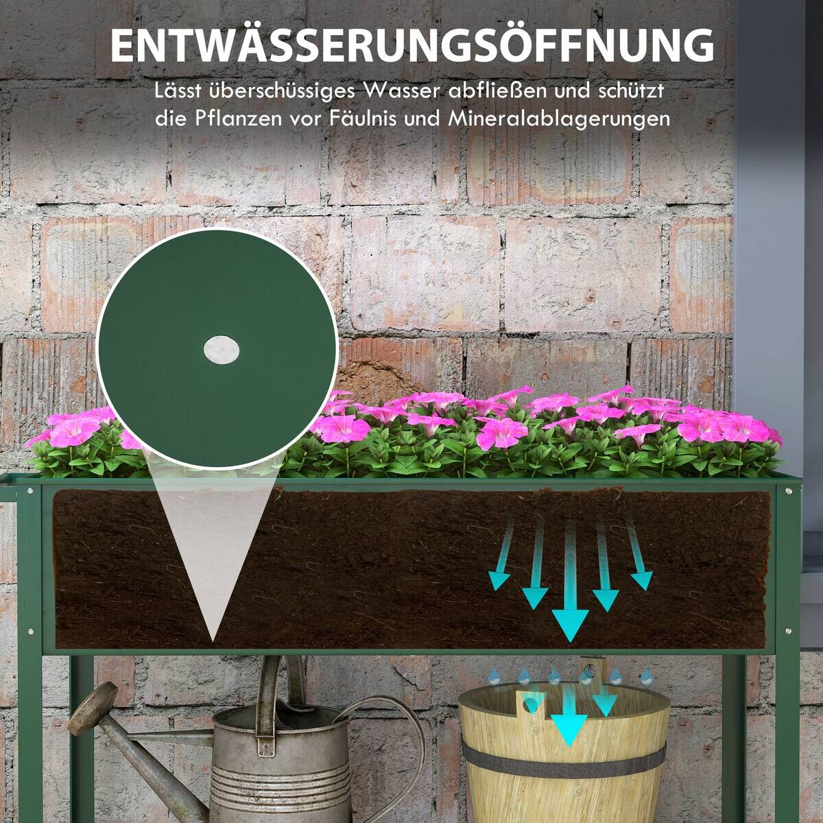 Outsunny Hochbeet grün Edelstahl B/H/L: ca. 44x109x80 cm