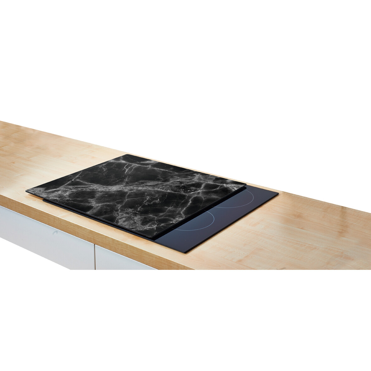 Zeller Herdblende-/Abdeckplatte Marmor schwarz Glas B/L: ca. 50x56 cm