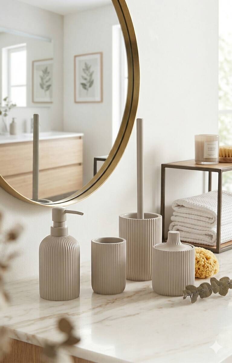 WC-Garnitur Samos sand Polyresin WC-Garnitur Samos sand Polyresin