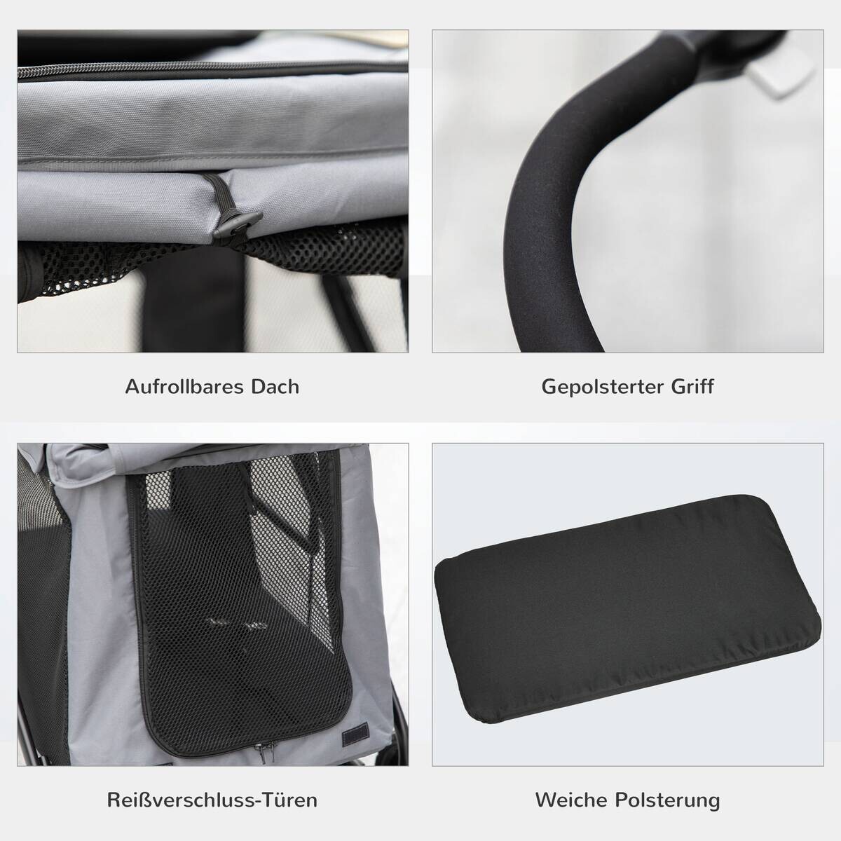 PawHut Hunde-Zubehör grau Polyester B/H/L: ca. 62x102x105 cm