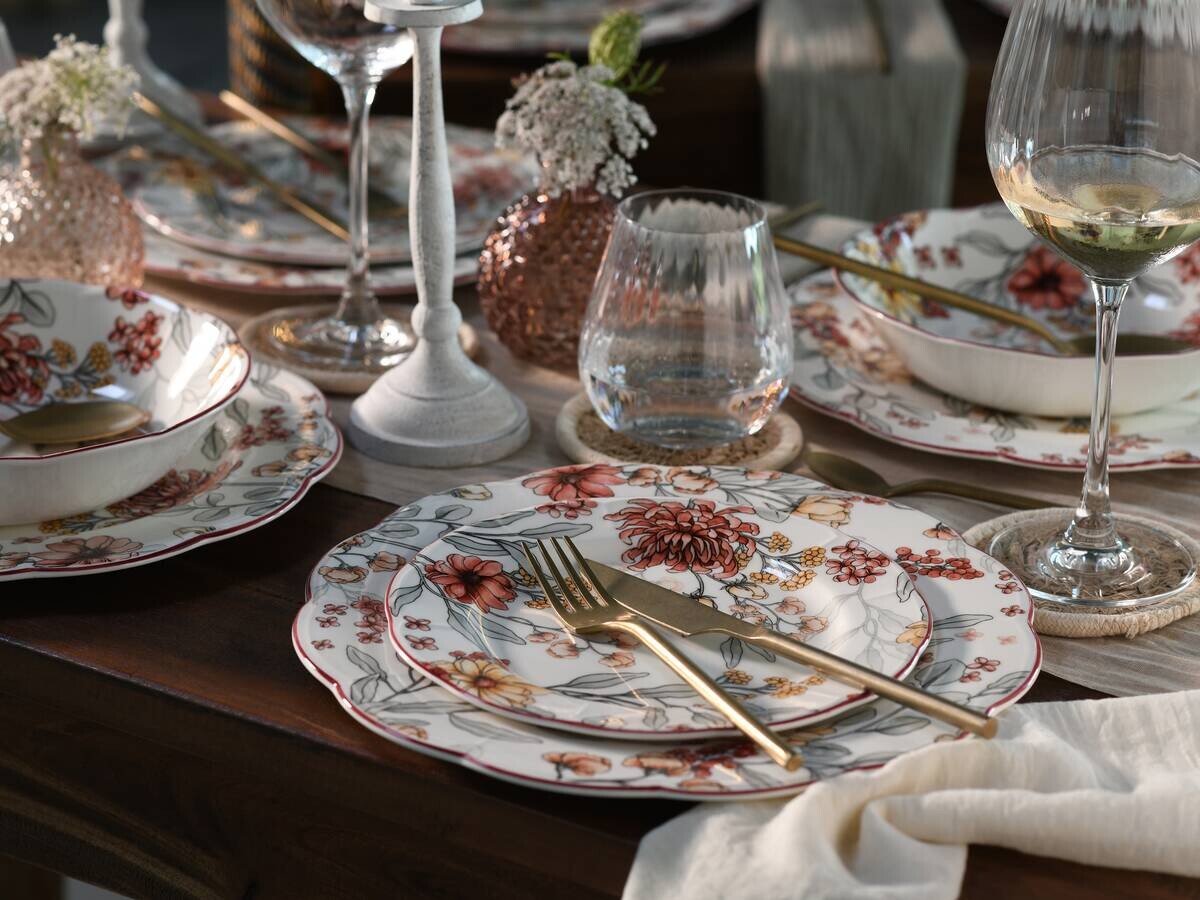 CreaTable Tafelservice Fiore bunt Steingut 12 tlg.