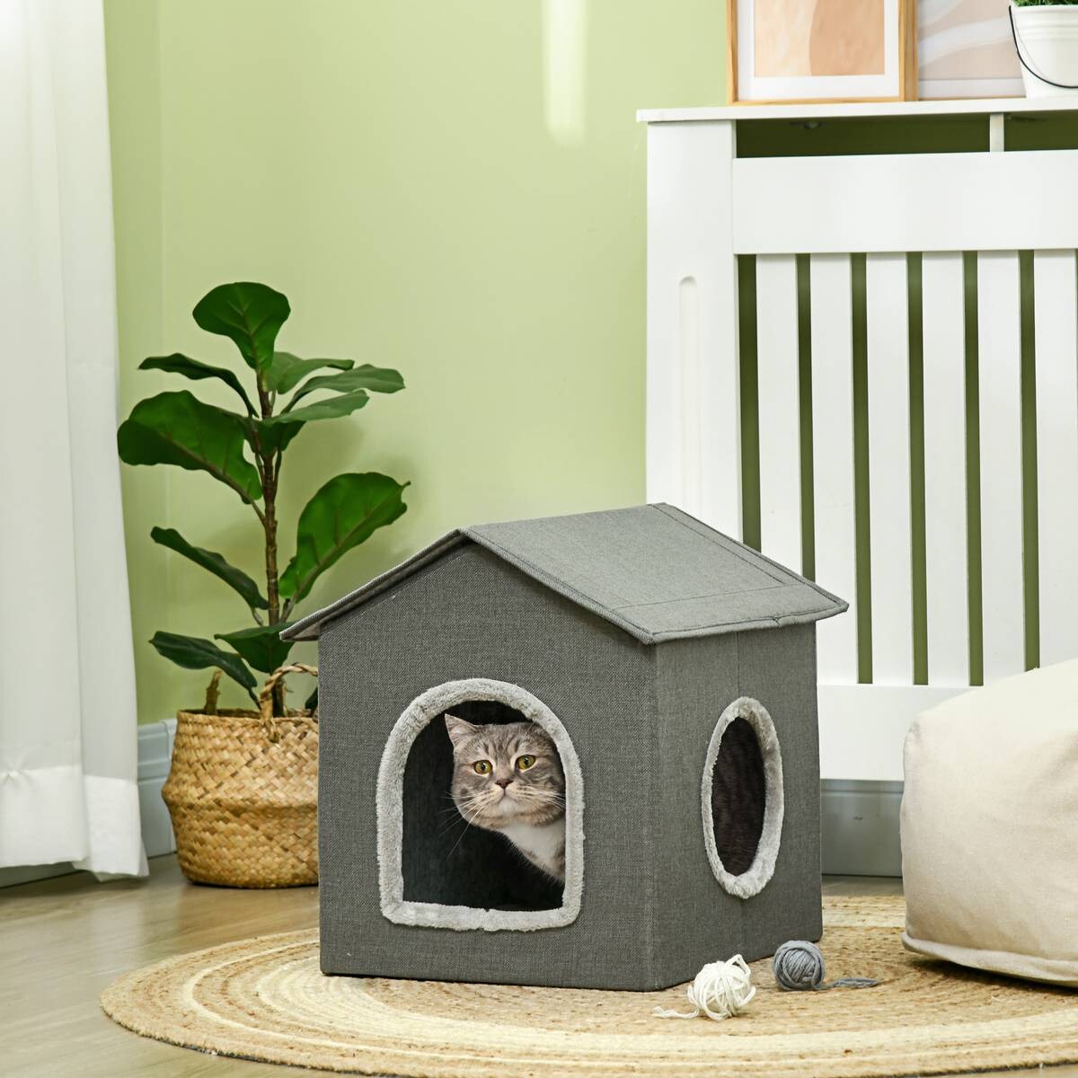 PawHut Katzenhaus grau PVC B/H/L: ca. 43,5x40,5x39 cm