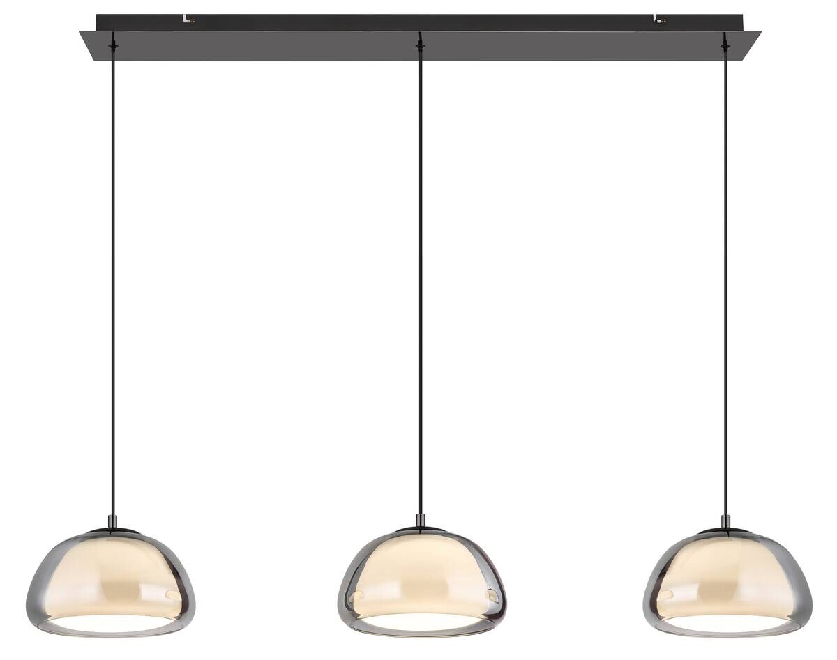 GLOBO Hängeleuchte Chrom schwarz Glas Metall B/H/L: ca. 36x21x101 cm