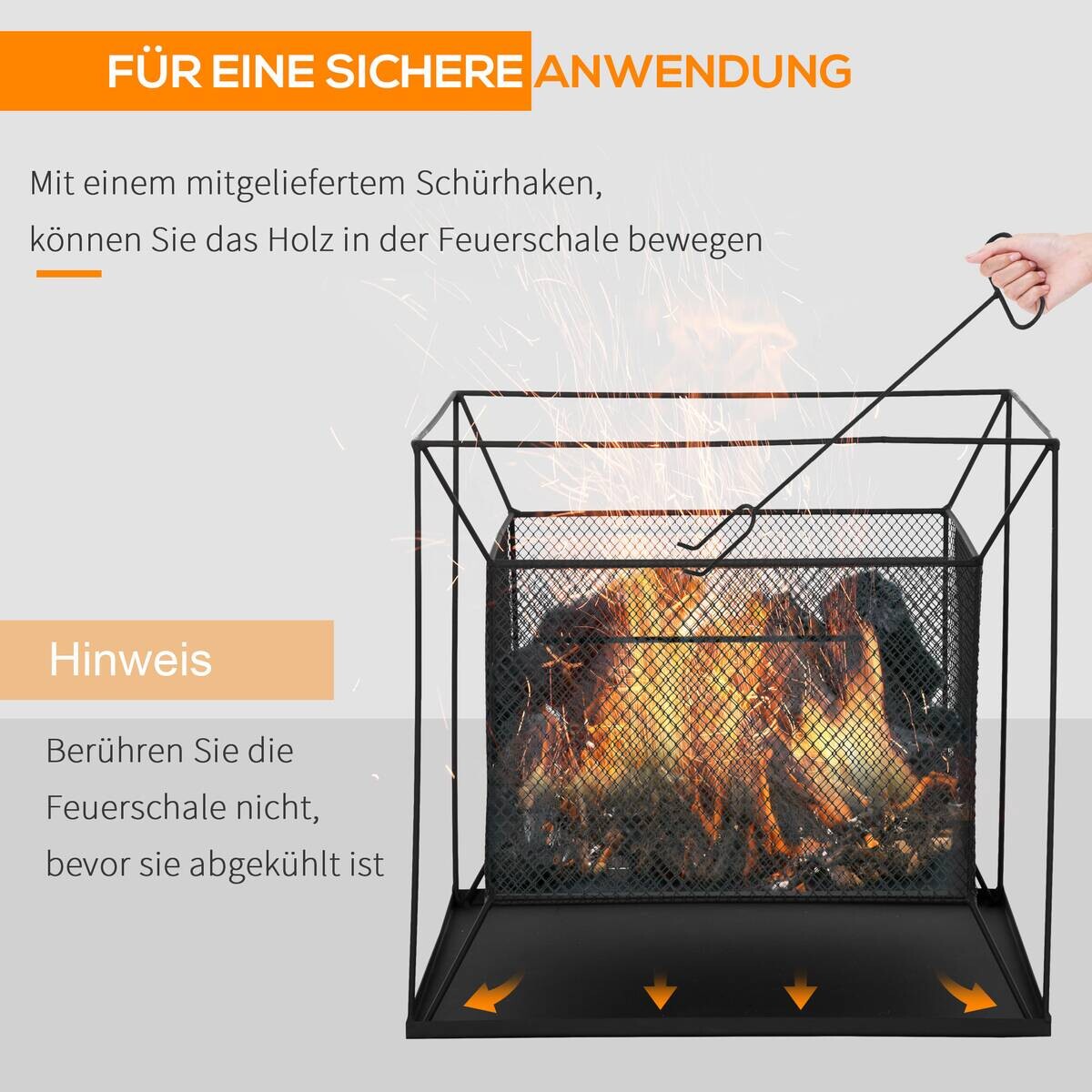 Outsunny Feuerschale schwarz Metall B/H/L: ca. 45x43x45 cm
