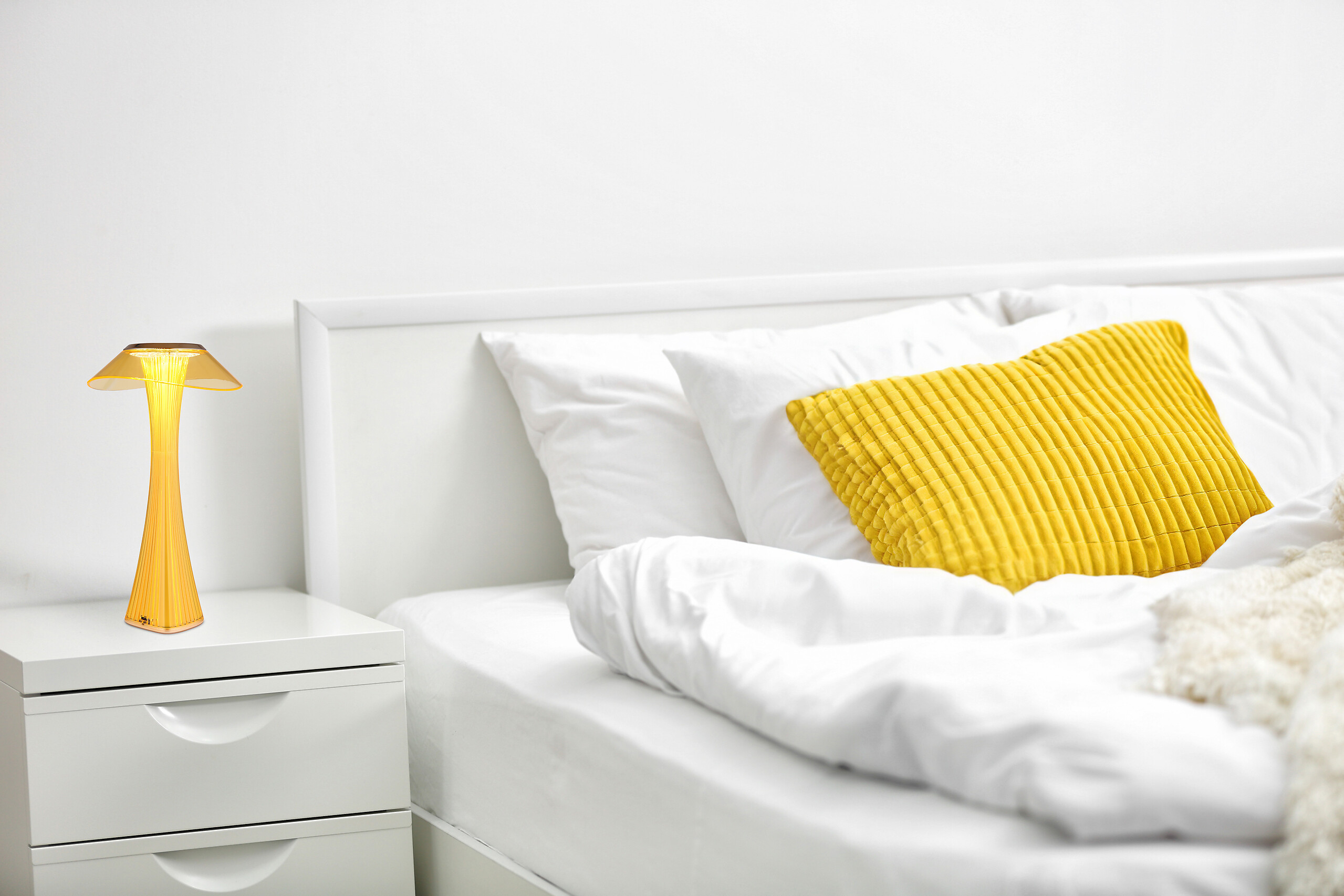 GLOBO Tischleuchte amber weiß Craft Gold Kunststoff Acryl H/D: ca. 27,4x15,1 cm 1 Brennstellen